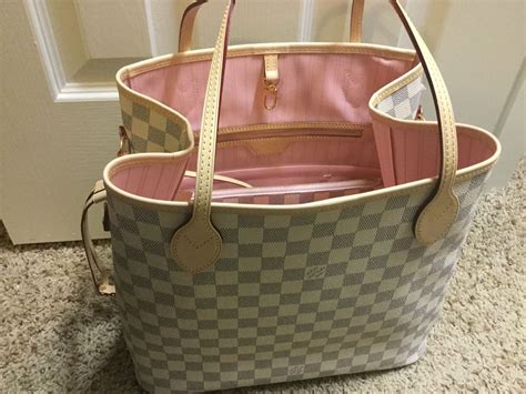 lv neverfull mm damier azur rose ballerine|louis vuitton neverfull damier canvas.